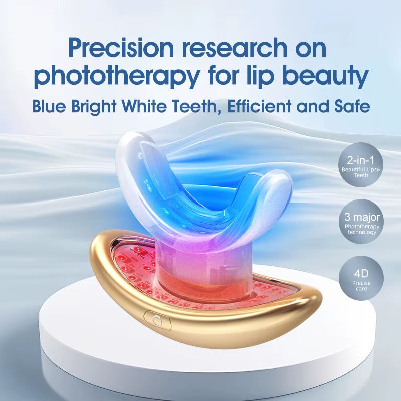 New Arrival Lip Plumper Device Smooth Lip Wrinkles Teeth Whitening Blue Infrared Red Light Therapy Electric Extreme Lip Plumper