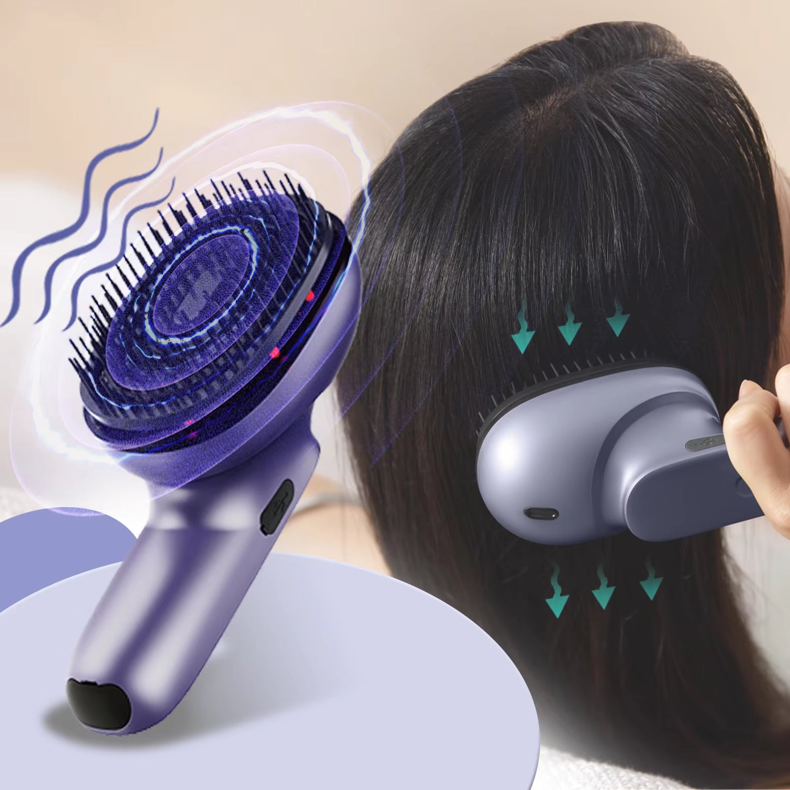 Phototherapy Frizz-Free Easy Shine Hair Care Oil Mist Hairbrush Vibration Massage Comb Hair Growth Ironing Iron Shape Comb